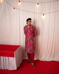 Paisley Men- Maroon Printed Kurta Set