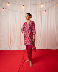 Paisley- Maroon Printed Short Kurta Set