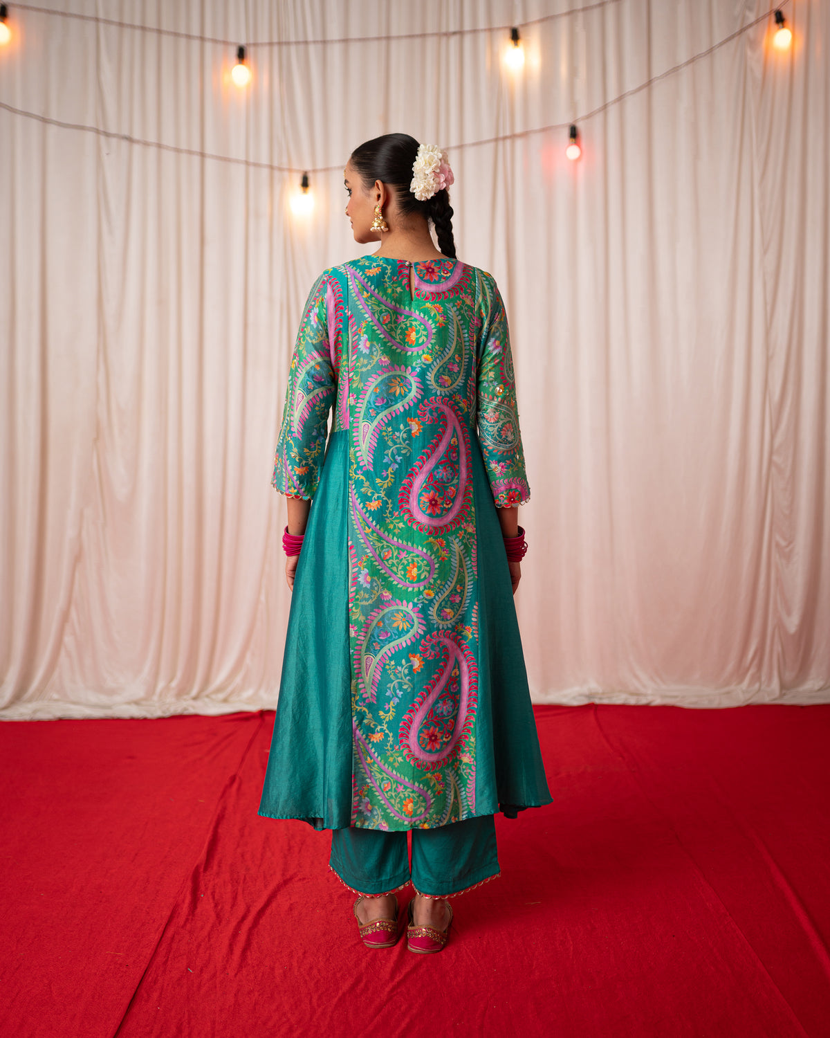 Paisley- Green Printed Side Panel Kurta Set