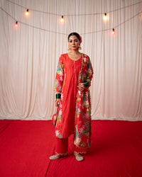 Bhādõ 2.0 - Red Printed Short Kurta Set