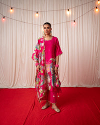 Bhādõ 2.0- Rani Pink Printed Oversize Kurta- Set of 2