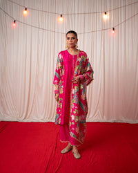 Bhādõ 2.0 - Rani Pink Printed Short Kurta Set