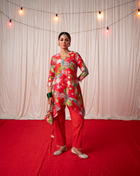 Bhādõ 2.0 - Red Printed Short Kurta Set