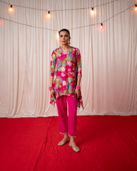 Bhādõ 2.0 - Rani Pink Printed Short Kurta Set