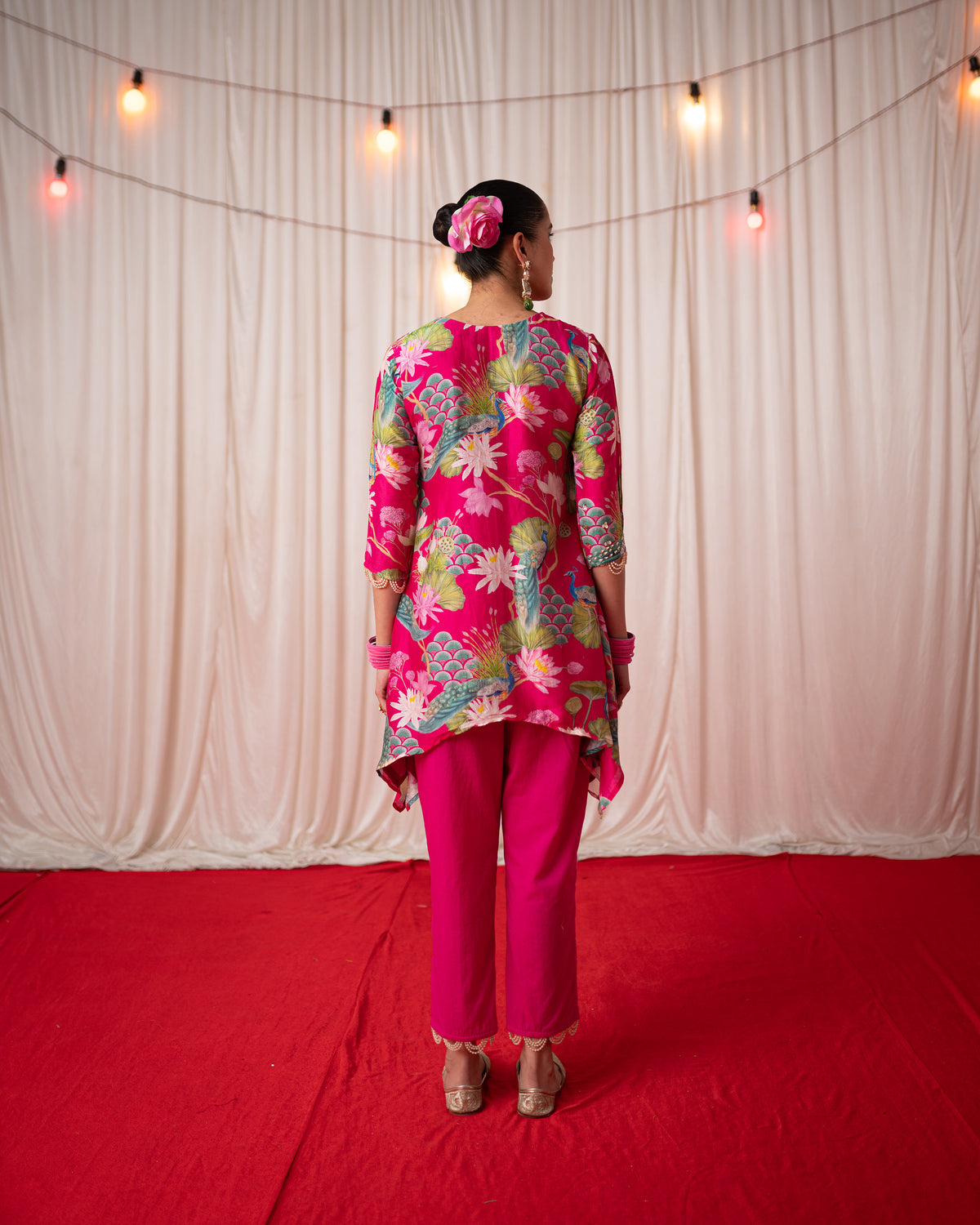 Bhādõ 2.0 - Rani Pink Printed Short Kurta Set