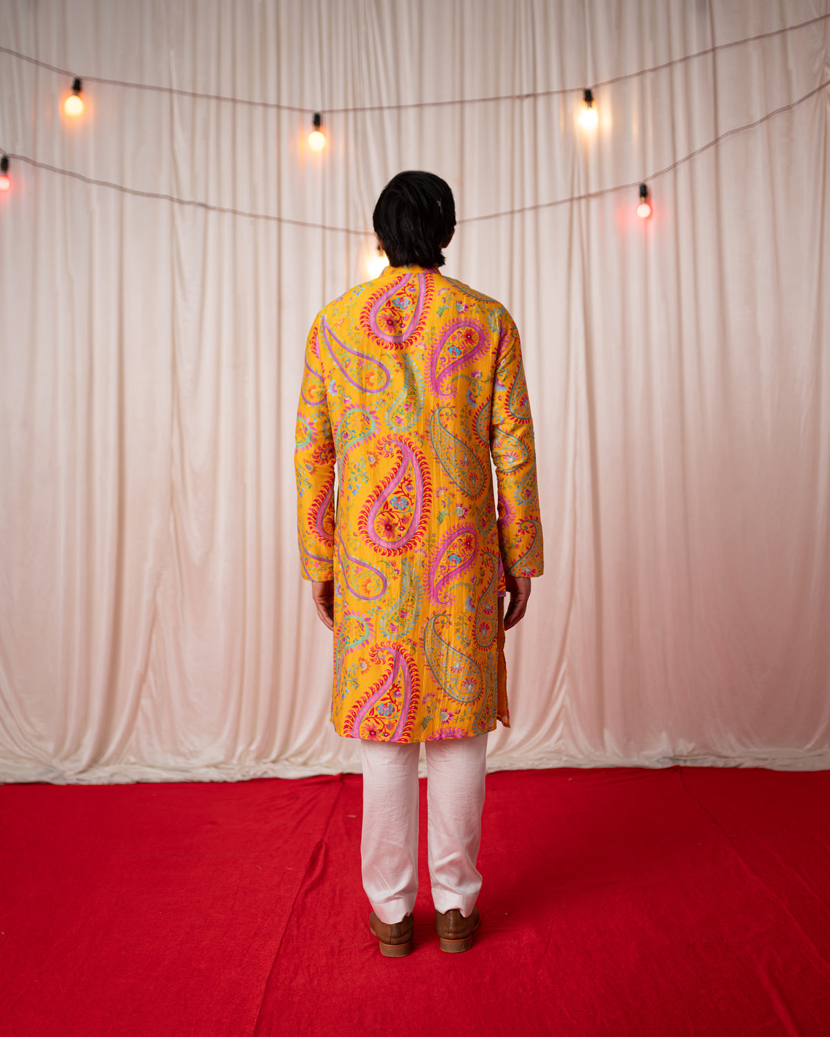 Paisley Men- Yellow Printed Kurta Set