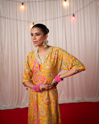 Paisley- Yellow Embroidered Kaftan Set