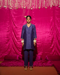Bhādõ- Purple Embroidered Short Kurta - Set of 2