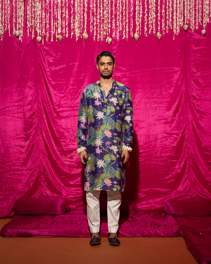 Bhādõ- Purple Printed Kurta Set