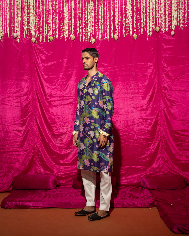 Bhādõ- Purple Printed Kurta Set