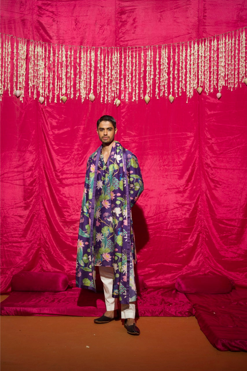 Bhādõ- Purple Printed Kurta Set