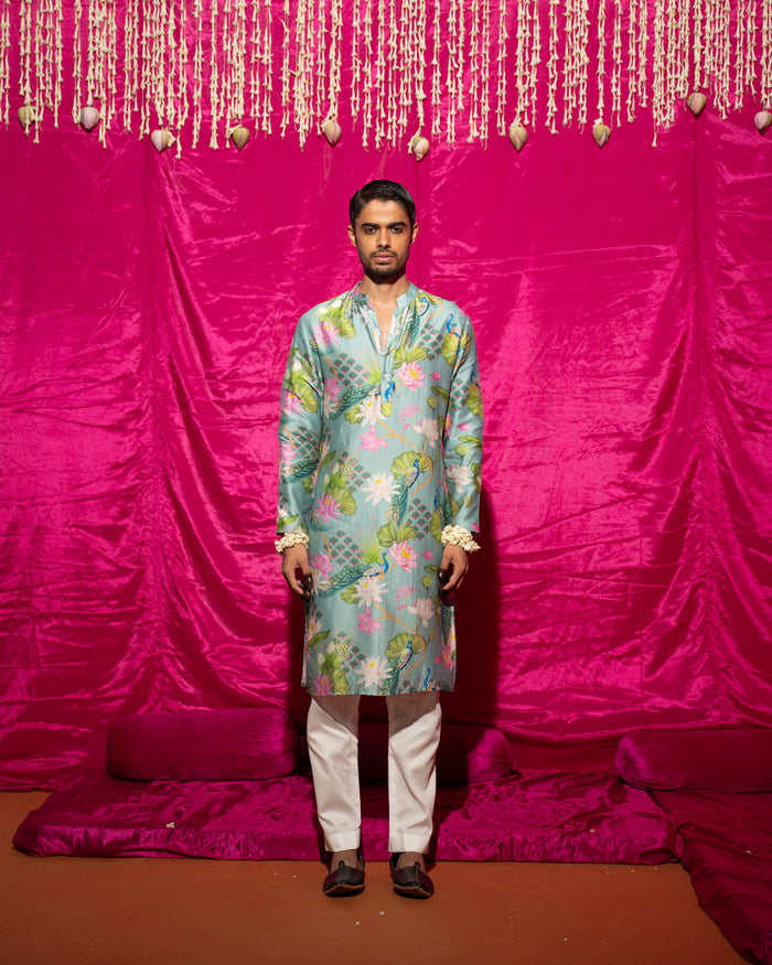 Bhādõ- Mint Printed Kurta Set