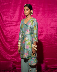 Bhādõ- Mint Printed Short Kurta Set