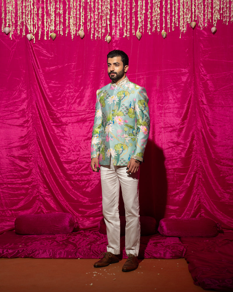 Bhādõ- Mint Bandhgala Set