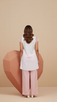 Evil Eye- Pink and Cream Cap Sleeves Co-Ord Set of 2