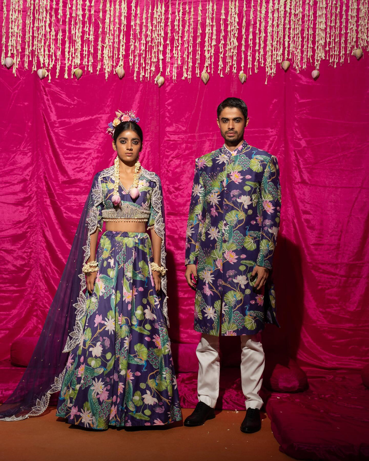 Bhādõ Purple Twinning Sherwani & Lehenga Bundle