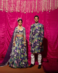 Bhādõ Purple Twinning Sherwani & Lehenga Bundle