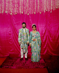 Bhādõ Mint Twinning Bandhgala & Saree Bundle