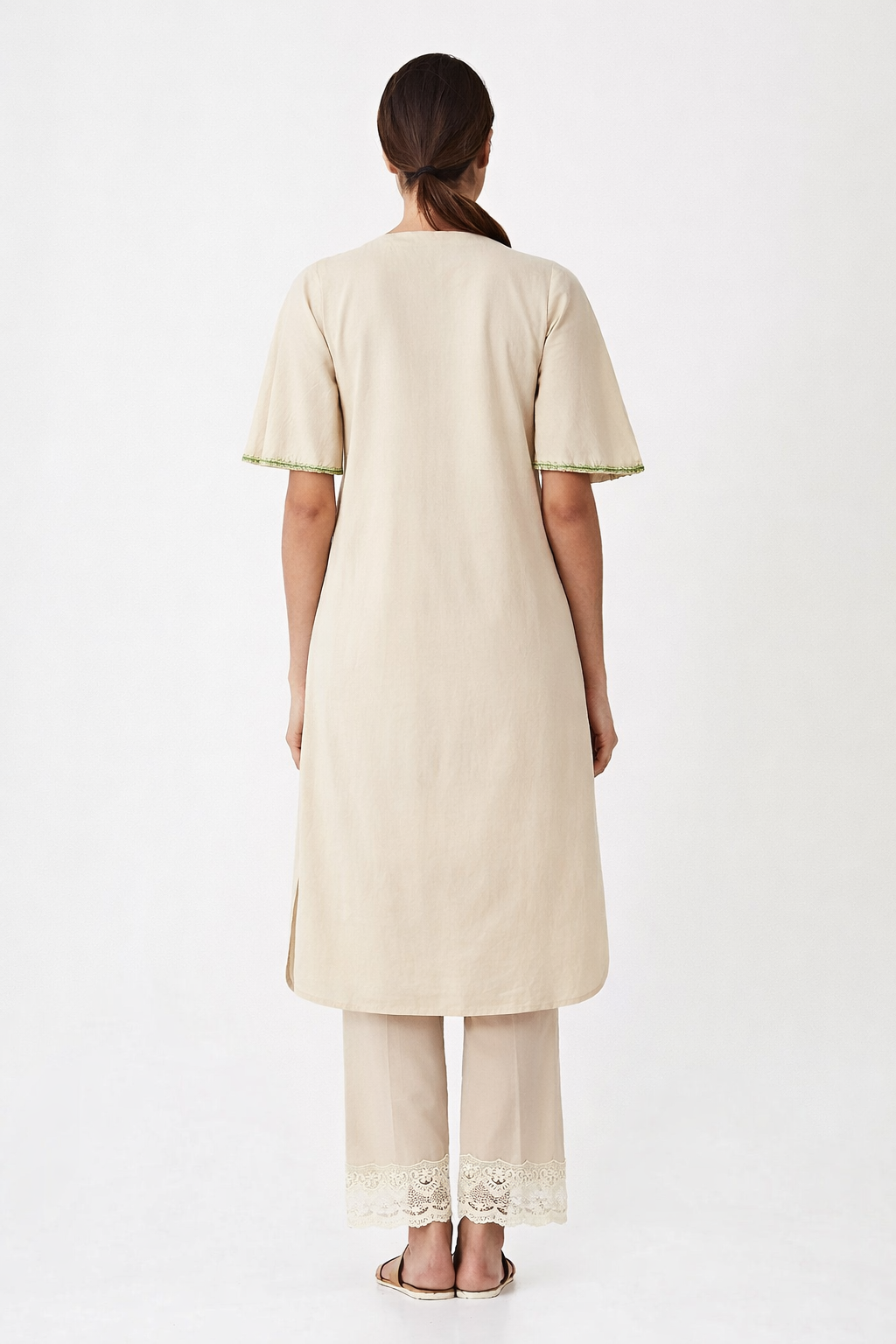 Beige Embroidered Co-Ord Set