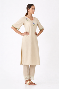 Beige Embroidered Co-Ord Set