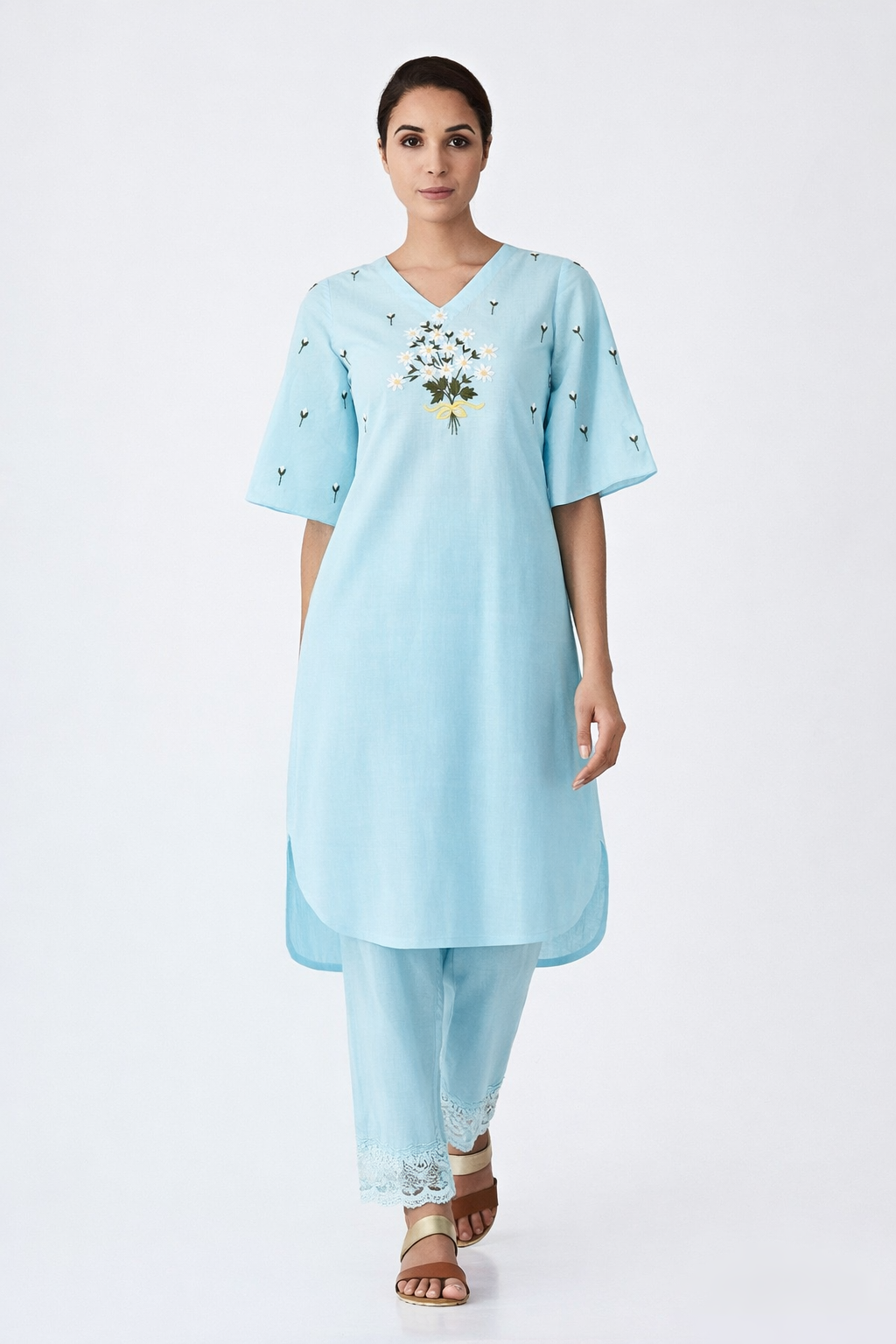 Blue Embroidered Co-ord Set