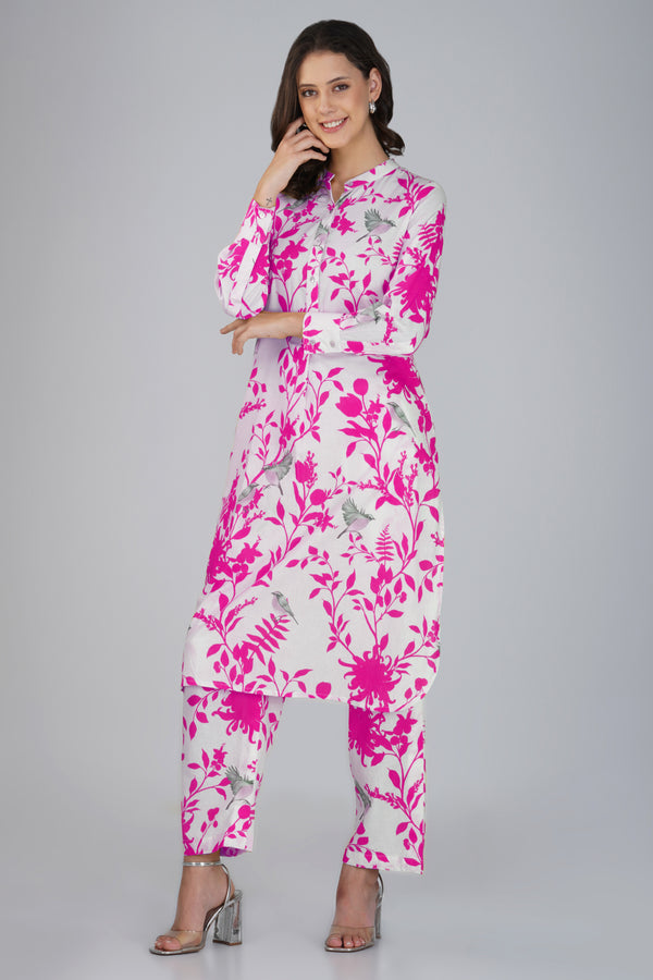 Pink Cotton Printed Co-Ord - Set of 2