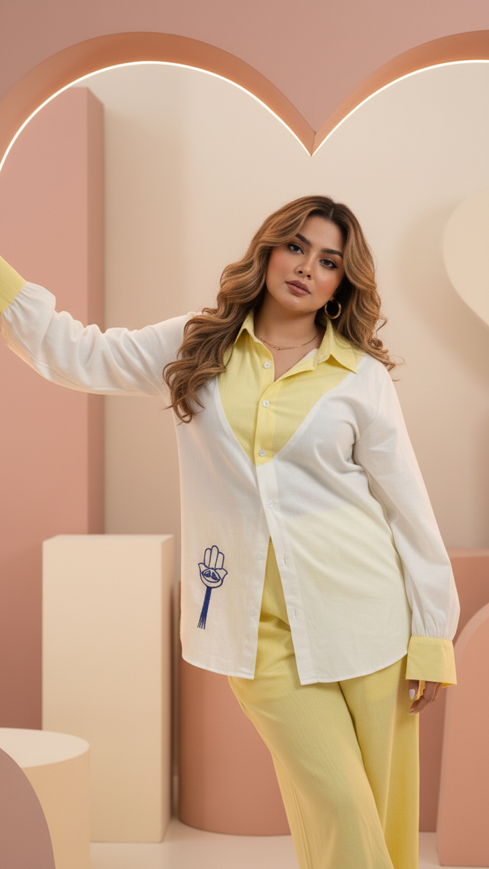 Evil Eye- Yellow and Cream Co-Ord Set of 2