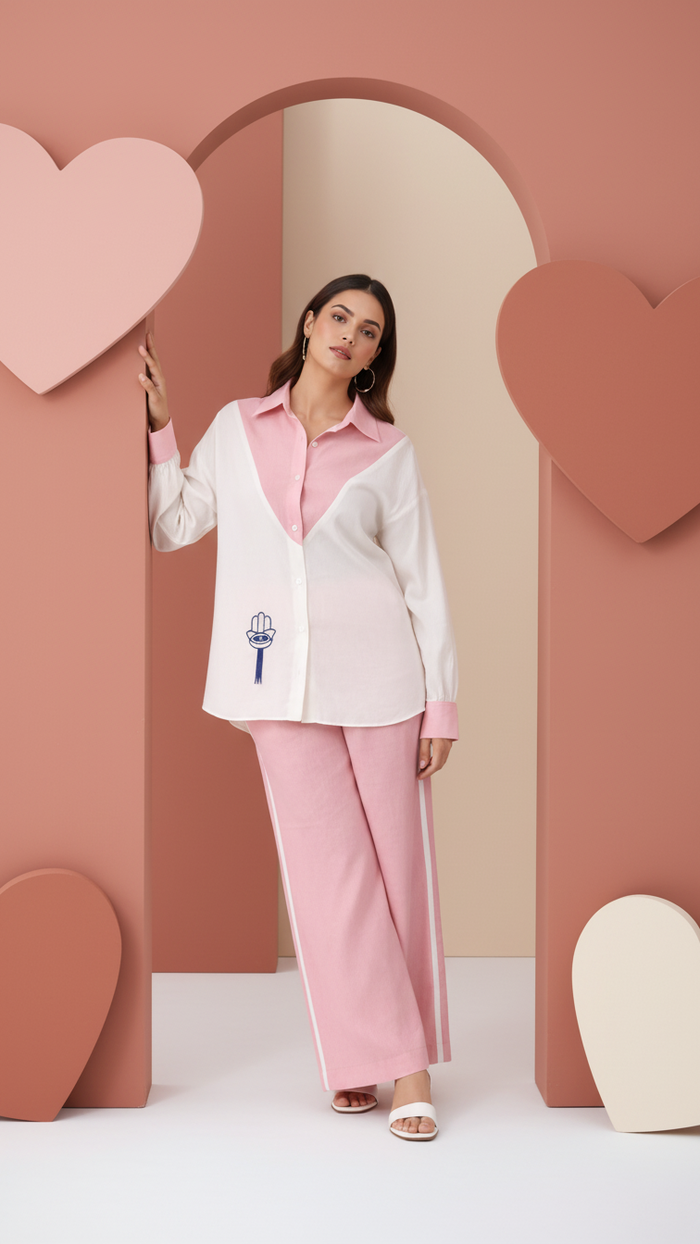 Evil Eye- Pink and Cream Co-Ord Set of 2