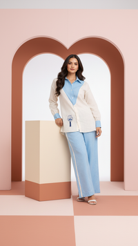 Evil Eye- Blue and Cream Co-Ord Set of 2