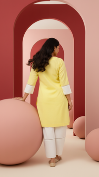 Evil Eye- Yellow and Cream Short Kurta Co-Ord Set of 2