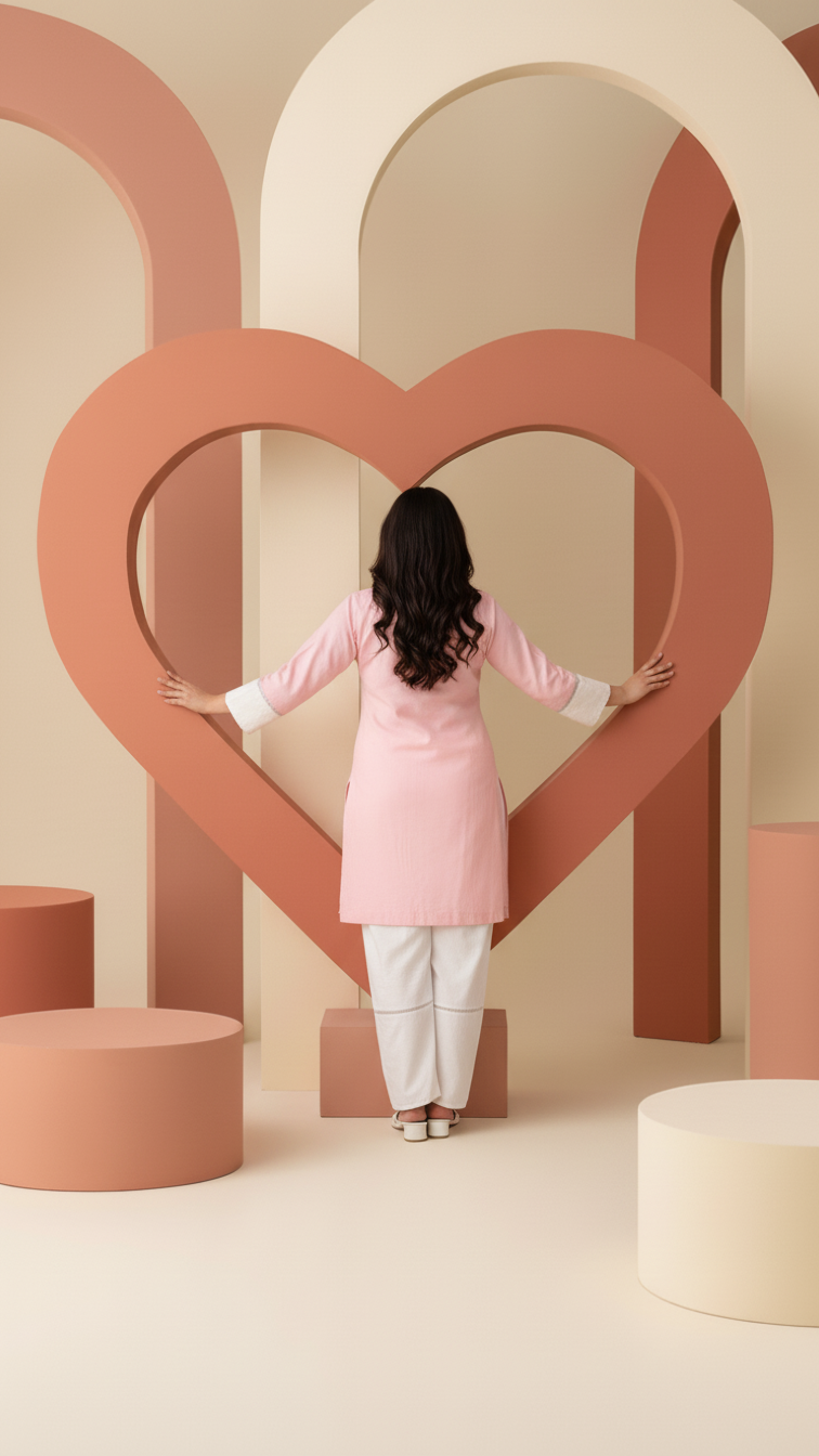 Evil Eye- Pink and Cream Short Kurta Co-Ord Set of 2