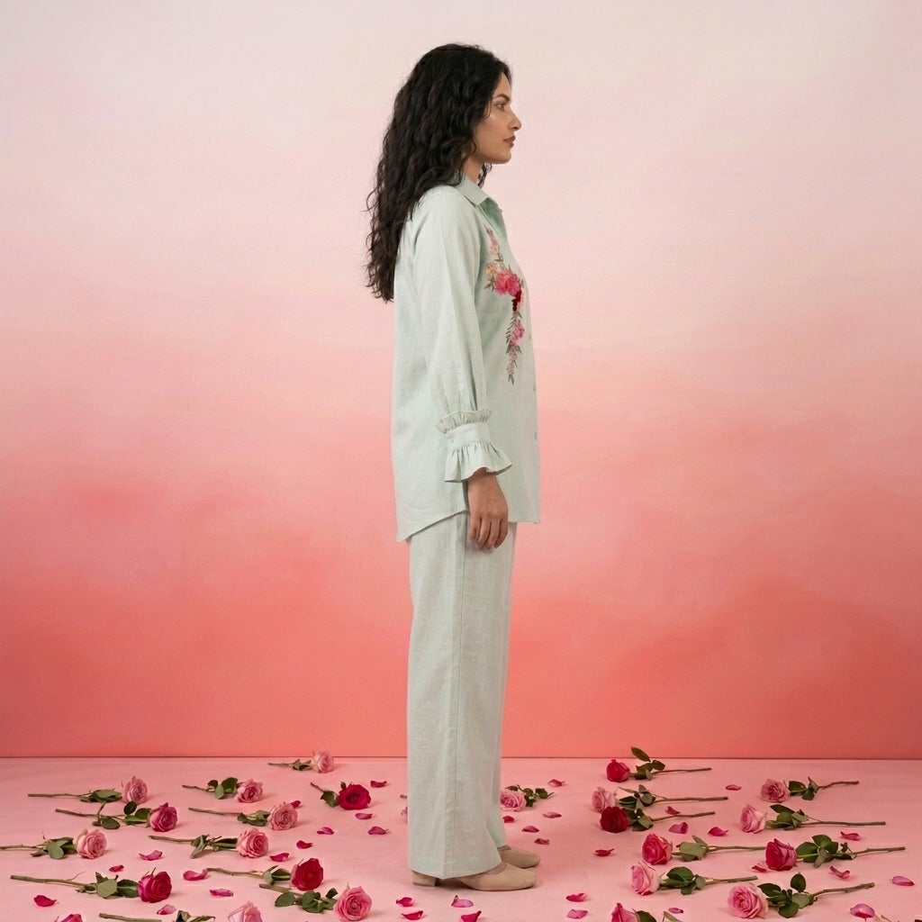 Rose - Sea Green Pintucks Co-Ord Set of 2