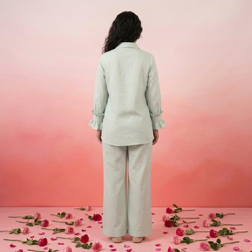 Rose - Sea Green Pintucks Co-Ord Set of 2