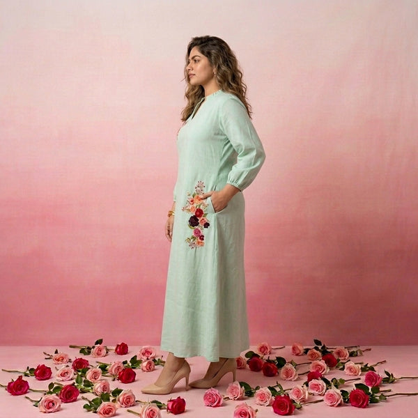 Sea Green Rose Dress