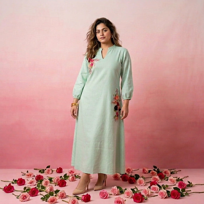 Sea Green Rose Dress