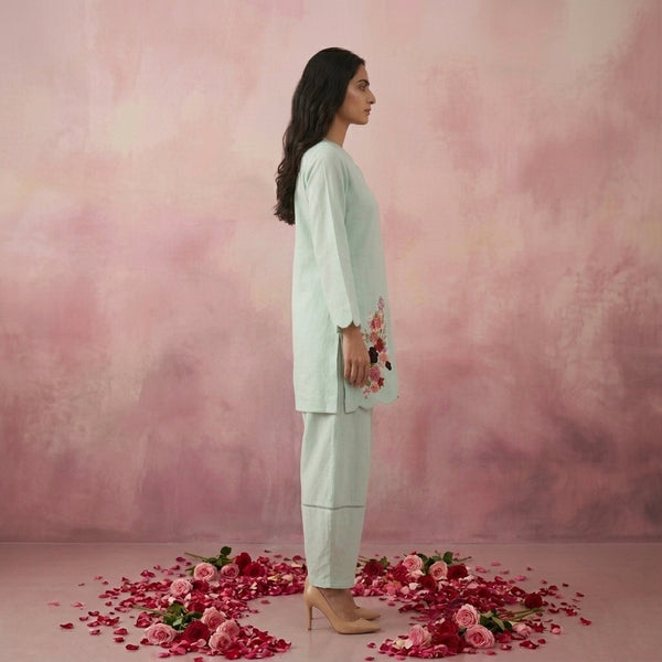 Rose - Sea Green Scalloped Kurta Set of 2