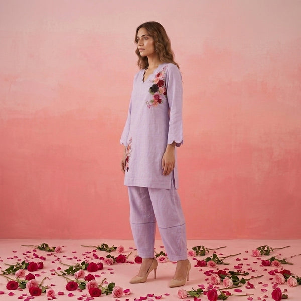 Rose - Lilac Scalloped Kurta Set of 2