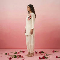 Rose - White Scalloped Kurta Set of 2