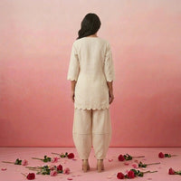 Rose - White Scalloped Kurta Set of 2