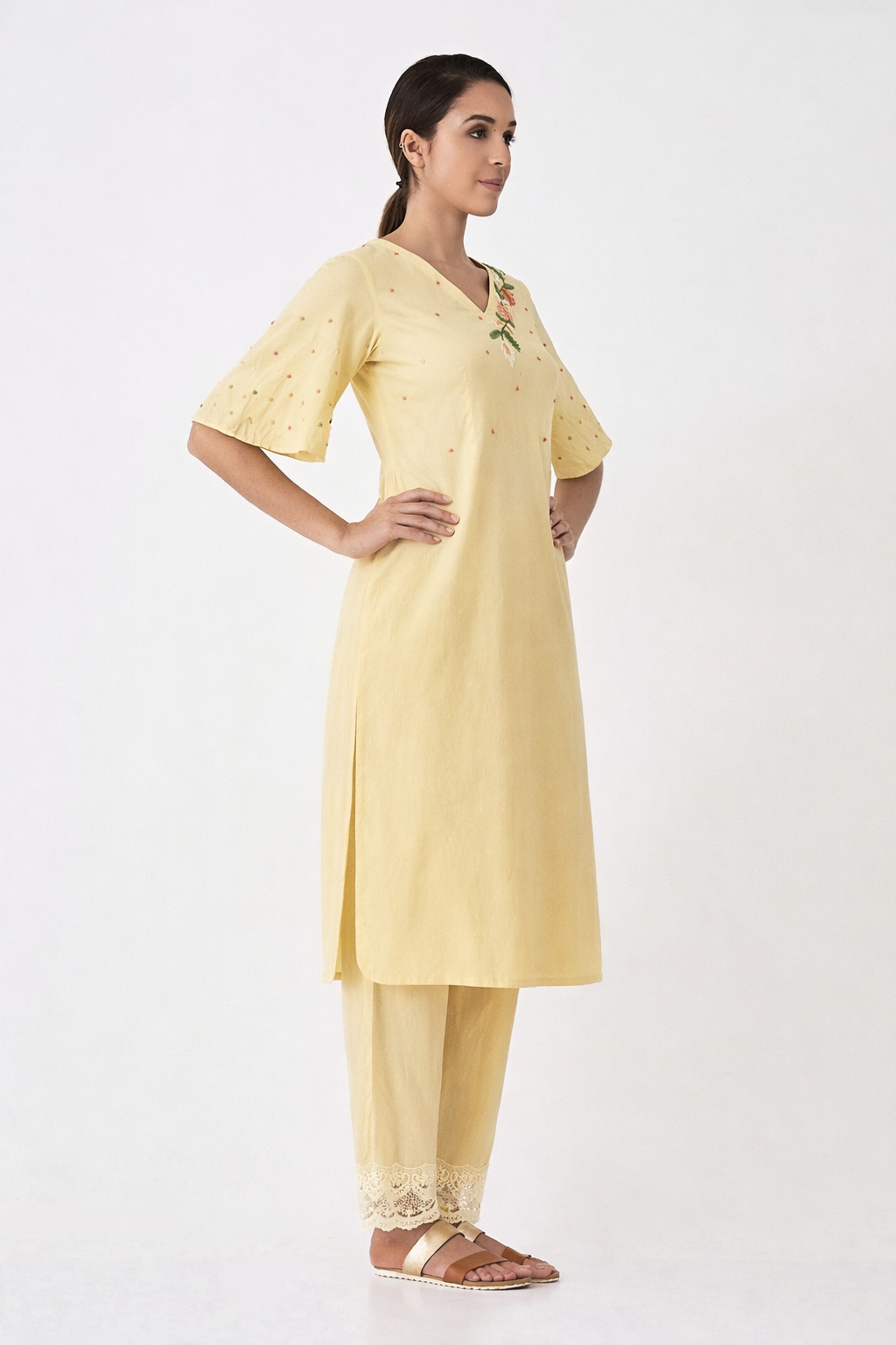 Yellow Embroidered Co-Ord Set