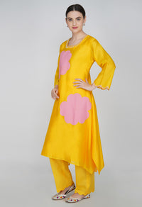 Yellow Chanderi Silk Suit- Set of 3