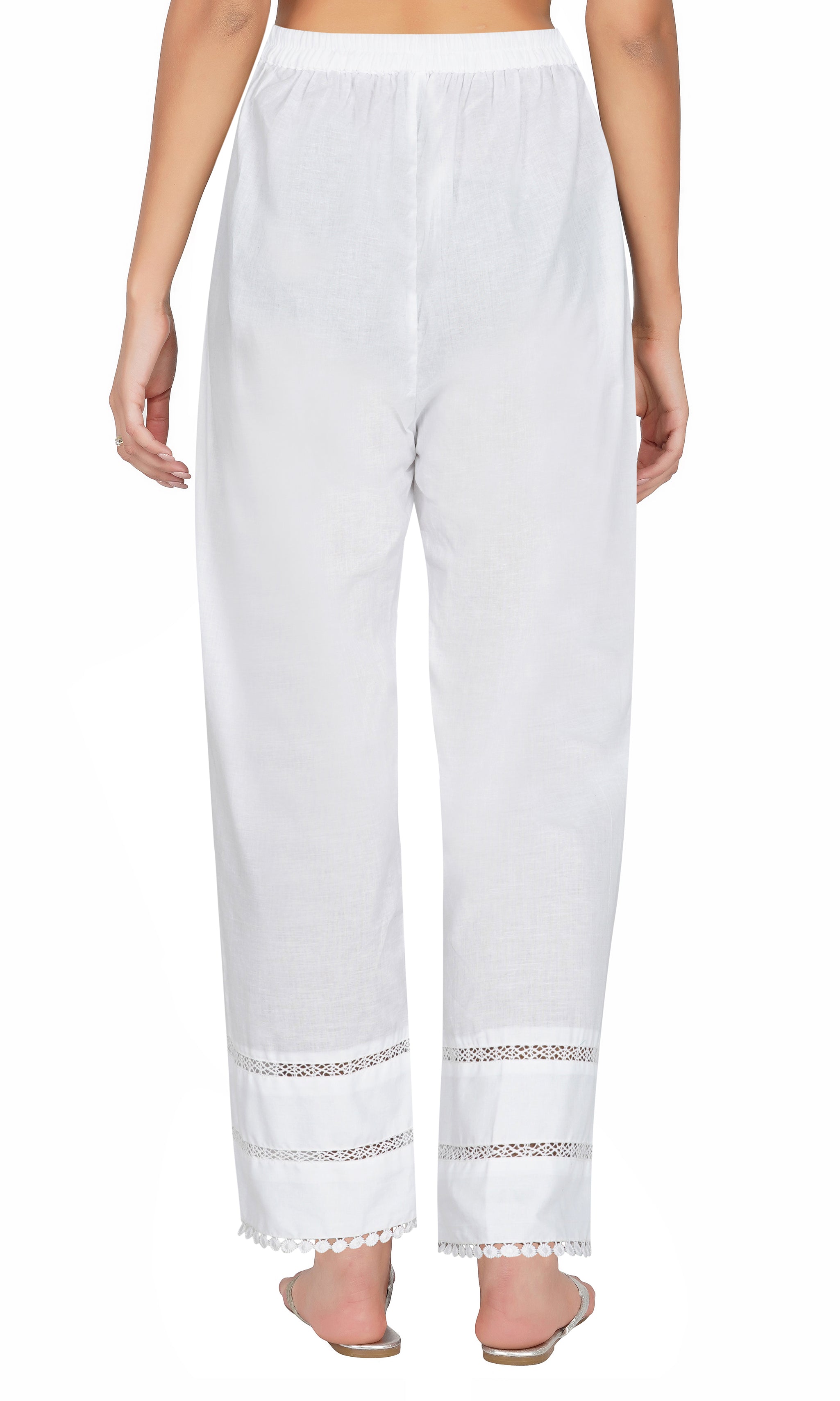 Buy Ecru Parallel Pants With Embroidery Hemline Online  W for Woman