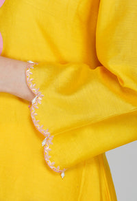 Yellow Chanderi Silk Suit- Set of 3