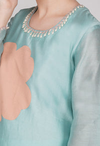 Teal Chanderi Silk Suit- Set of 3
