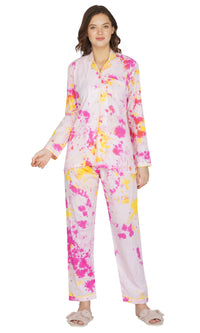 Pink Tie and Dye Night Suit- Set of 2