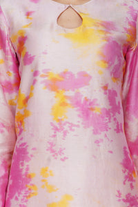 Pink Tie and Dye Chanderi Silk Kurta