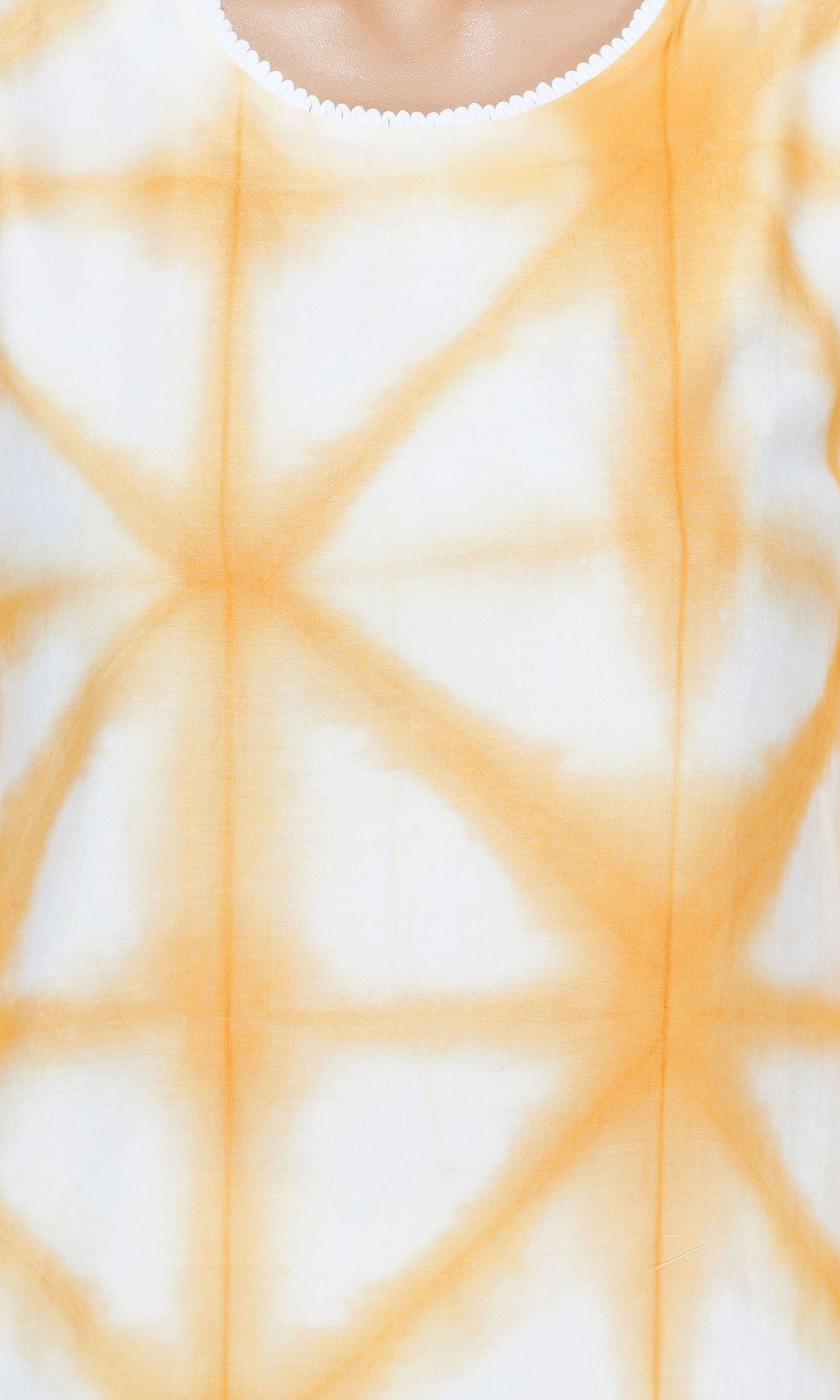 Orange Tie and Dye Chanderi Silk Kurta with White Cotton Cambric Pants - Set of 2