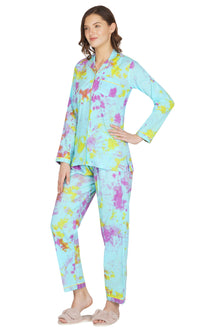 Blue Tie and Dye Night Suit -Set of 2