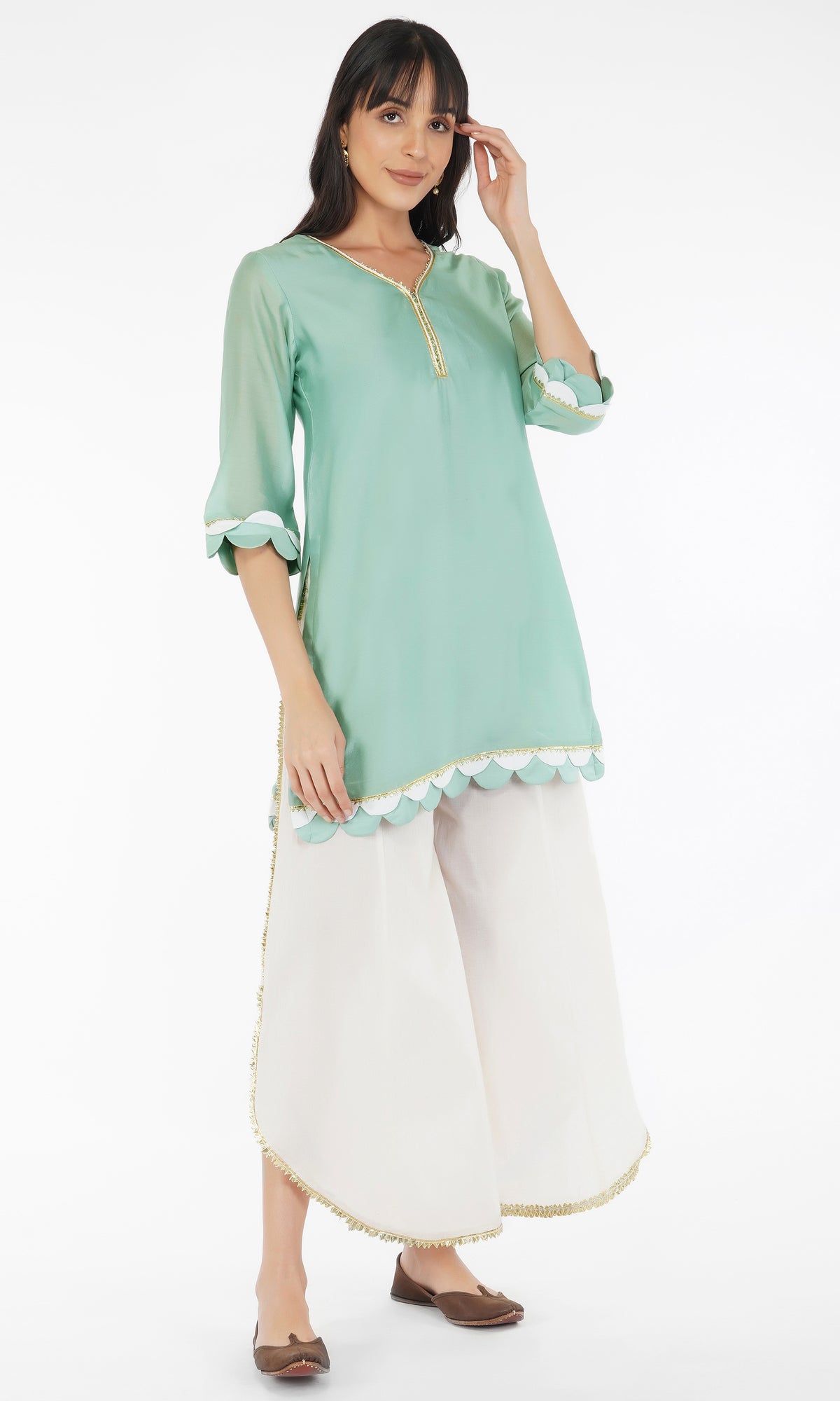 Teal Scalloped Suit - Set of 2