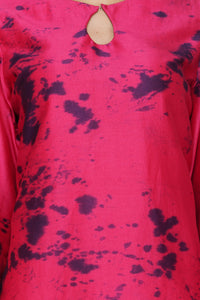 Maroon Tie and Dye Chanderi Silk Kurta